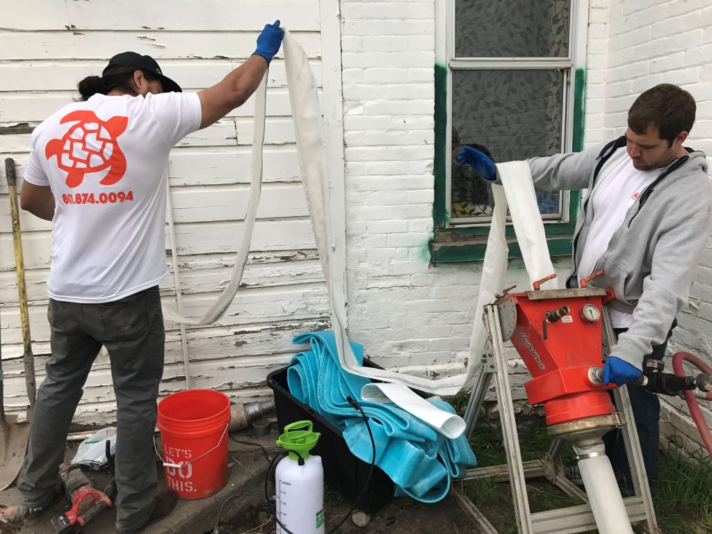Plumbers updating home main line